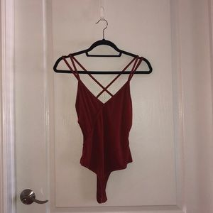 Rust Colored Asymmetrical + Strappy BodySuit